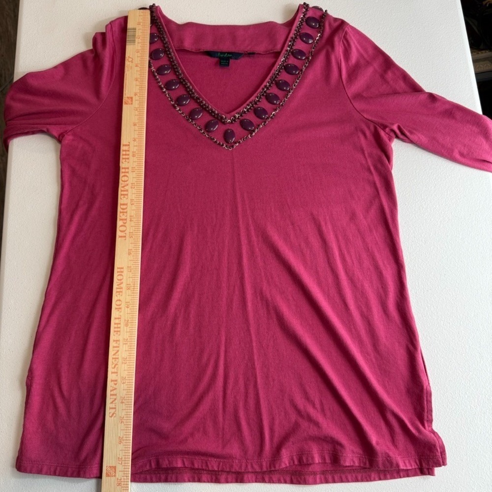 Boden Womens Boho Tunic Top Size 18 Elegant Feminine Embellished Blouse Preppy - Picture 4 of 13